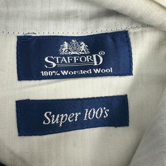 Stafford Super 100s Mens Dress Pants Size 38W 32L Worsted Wool Black - Picture 5 of 5